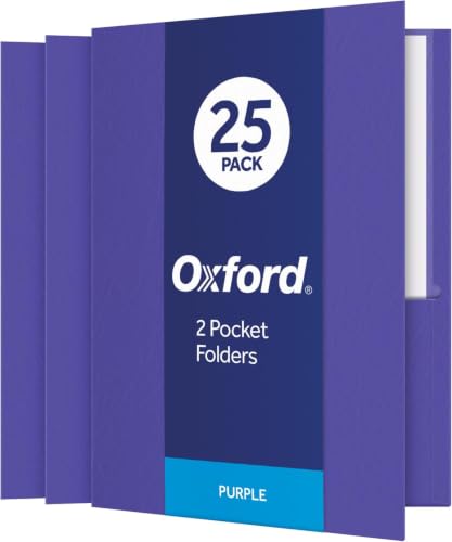 Oxford Two Pocket Folders, Textured Paper, Purple, for School, Home, and Office, Letter Size, 25 Per Box (57514EE) (Pack of 5) - color: Purple, size: 25 Count (Pack of 5)