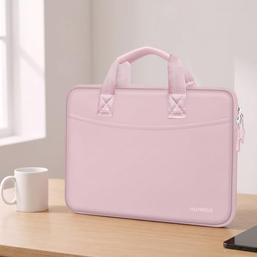 Laptop Case 16 inch,15-15.6 inch Laptop Sleeve Bag Compatible with MacBook Pro 16 M5 M4 M3 M2 M1,HP Dell Acer ASUS Lenovo Notebook,Neoprene Computer Bag with Handle&Curved Pocket, Pink - color: Pink, size: 16 inch
