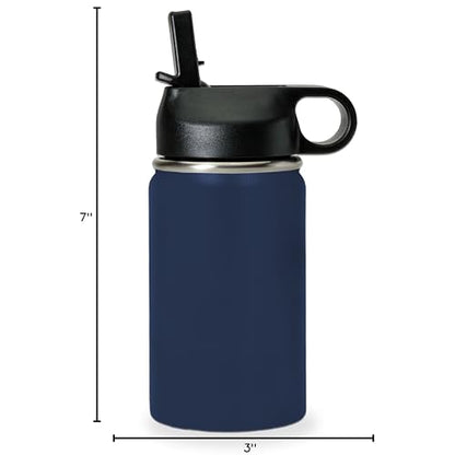 LaserGram Personalized Water Bottle, Grad Cap Class of 2023, 2024, 2025, 2026, 2027, Stainless Steel Double Wall Vacuum Insulated with Flip Top Straw, Custom Engraved Gift (12oz / 335ml Navy Blue) - color: Navy Blue, size: 12 Ounces