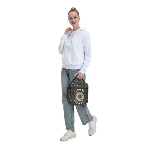 Sun and Moon Mystic Goth Witchy Black Lunch Box Reusable Insulated Totes Lunch Bag Thermal Cooler For Boy Girls School Men Women Beach Travel - color: Sun and Moon Mystic Goth Witchy