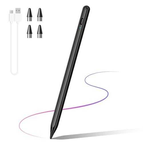 Stylus Pen for Touchscreen, Compatible with i-Phone/Pad/G-alaxy Tab A9+ & Android & i-OS Phones Tablets, Rechargeable Stylist Pencil High Sensitivity Precision for Drawing Writing, Fast Charge - color: Black