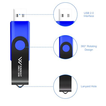 32GB USB 2.0 Flash Drives Thumb Drive Memory Stick Jump Drive Swivel Design, (2 Pack Tow Colors: Black Blue) - color: 32GB Black Blue
