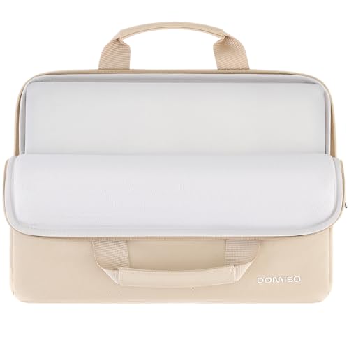 DOMISO 16 inch Laptop Sleeve Protective Case Cover Compatible with 16 16+ inch HP Dell ASUS Lenovo Chromebook,Waterproof Computer Cases Bag with Handle,Beige - color: Beige, size: 16 inch