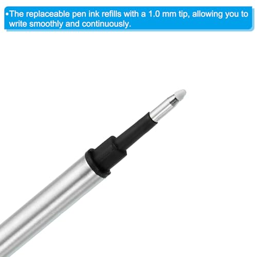 PATIKIL 1mm Pen Ink Refills, 10 Pcs Ballpoint Refill Medium Point Metal Compatible Replacement for Pen, Writing, Office, Drawing, Black - color: Black