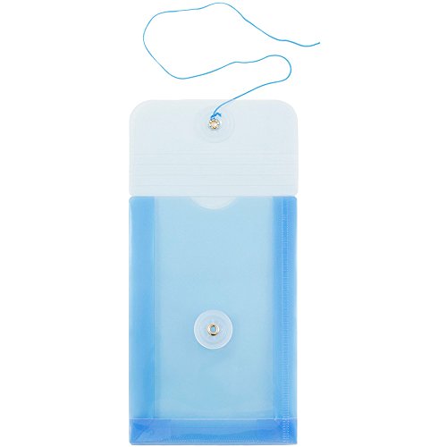 JAM PAPER Plastic Envelopes with Button & String Tie Closure - 4 1/4 x 6 1/4 - Blue - 12/Pack - color: Blue, size: 4 x 6