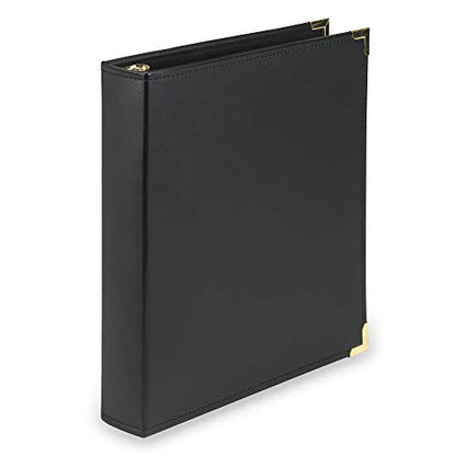 Samsill Classic Collection Leather 3 Ring Binder, Executive Presentation Portfolio, 1.5 Inch (Holds 325 Sheets), Brass Round Ring, Black - color: Black, size: 1.5 Inch, style: Classic