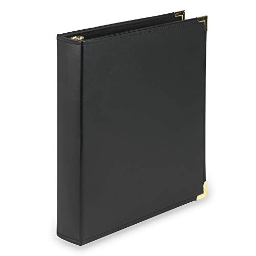 Samsill Classic Collection Leather 3 Ring Binder, Executive Presentation Portfolio, 1.5 Inch (Holds 325 Sheets), Brass Round Ring, Black - color: Black, size: 1.5 Inch, style: Classic