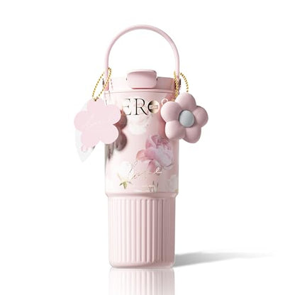 26oz Insulated Tumbler with Straw and Spout Lid, 316 Stainless Steel Water Bottle, 100% Leakproof Reusable Coffee Cup, Keep Cold 24H, Cupholder Friendly, Aesthetic Gift for Women, Pink - color: Pink