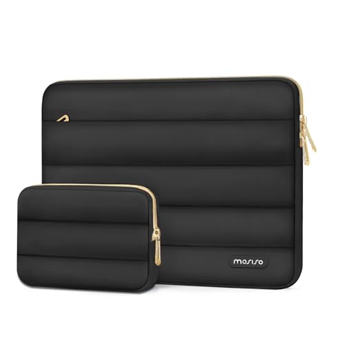 MOSISO Laptop Case 17.3 inch, 17-17.3 inch Puffy Laptop Sleeve, Black | Compatible with Dell XPS/HP Pavilion/Ideapad/Acer/Alienware/HP Omen Notebook Computer, olyester Horizontal Bag with SmallCase - color: Black, size: 17.3 inch