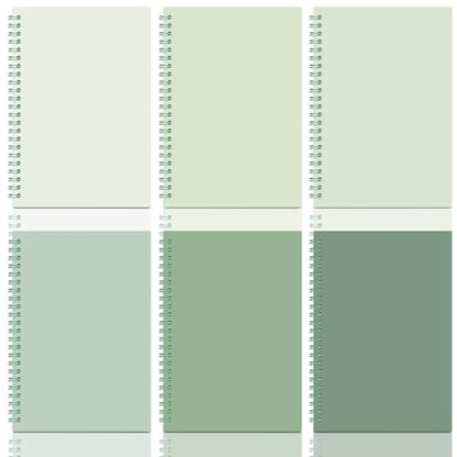 MotiMind 6 Pcs Aesthetic Spiral Notebooks Sage Green School Supplies for Work A5 College Ruled Spiral Journal Notebook Office Stationery Kit for School Work Note-taking Women Men Writing, 100 Sheets