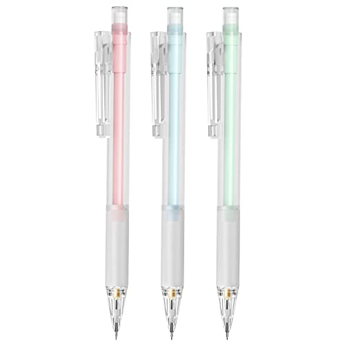 Four Candies Mechanical Pencils - 3PCS Pastel Mechanical Pencils 0.5mm for School, Pink Blue Green 3 Colors, Cute Mechanical Pencil with Eraser Refill for Students Writing, Drawing and Sketching - size: Colourful-0.5MM