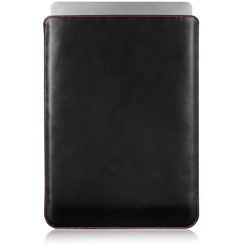 Casemade Real Leather Laptop Sleeve for MacBook Pro & Air Fits 13, 14, 15 & 16 Inch - Genuine Full Grain Leather with Soft Wool Lining (14-inch Pro M1/M2/M3/M4/M5) - color: Black, size: 14" Pro M1-M5