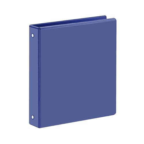 SUIN 1 Inch 3 Ring Binder, Clear 1'' View Presentation Binders with 2 Pockets, Fits 8.5 x 11 Letter Size, Durable Polypropylene, Non-Stick & PVC-Free for School, Office & Home (Navy Blue) - color: Navy Blue