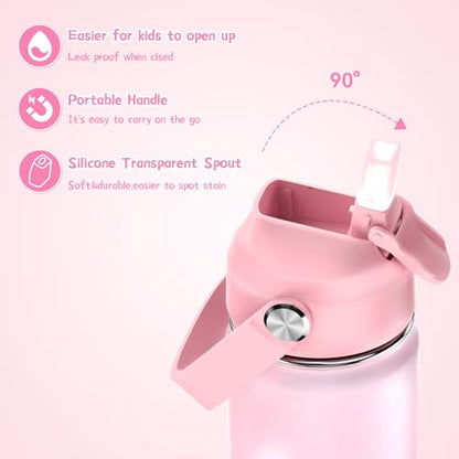 ACESAK Kids School Backpack for Girls, 4-In-1 Bookbag Backpack Set with 14OZ Insulated Kids Water Bottle, Lunch Bag Set for Girls Kid Teens Middle School Student, Girl Backpacks for Schools - color: Black-pink