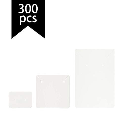 Calculs Jewelry Display Cards, 300-Piece White Cardstock Set | Three card sizes, 100 pieces per size, blank white cardstock for earrings, necklaces and bracelets