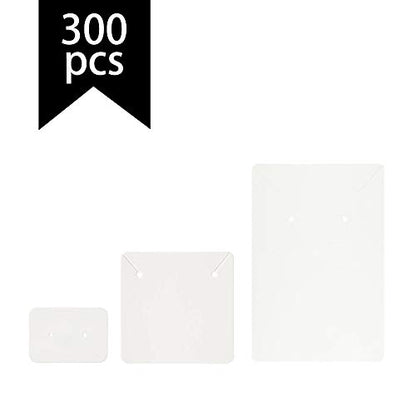 Calculs Jewelry Display Cards, 300-Piece White Cardstock Set | Three card sizes, 100 pieces per size, blank white cardstock for earrings, necklaces and bracelets