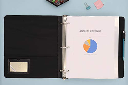 Blue Sky ProView Legacy Black 3 Ring Binder, Letter Size, 1.5", Textured Faux Leather Cover, Built in Pockets, Holds 265 Sheets (10040) - size: 1.5", style: 1 Binder