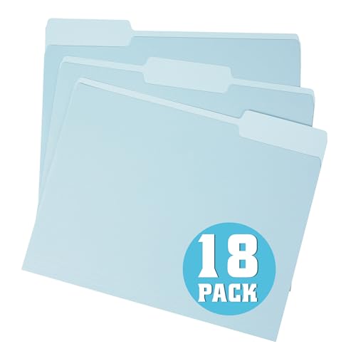 pmybupo18 Pack Blue File Folders 8.5 x 11 Inch,1/3 Cut Tab Colored Two Tone File Folders Letter Size,Office Folders for Document - color: 2177u