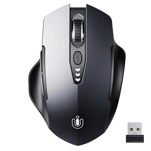 Uineer Wireless Mouse,[Upgraded] Rechargeable 2.4GHz (Battery Level Visible) Ergonomic Computer Mouse,4 Levels DPI, Wireless Mice for Laptop PC Computer(Grey) - color: Gray