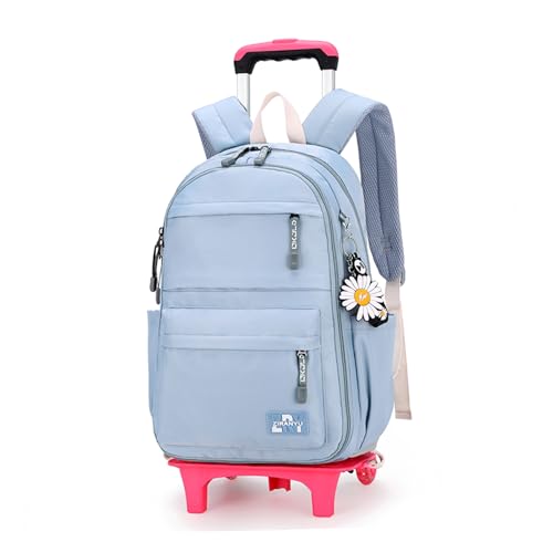 Rolling Backpack,Backpack with Wheels,Kids Roller Backpack for Girls Boys Travel Bag on Wheels Kids Trolley School Bag,Blue - color: A-blue Two Wheels, size: Two Wheels