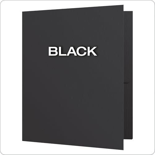 Oxford Twin-Pocket Folders, Textured Paper, Letter Size, Black, Holds 100 Sheets, Box of 25 (57506EE), 8-1/2 x 11 - color: Black, size: 25 Count (Pack of 1)