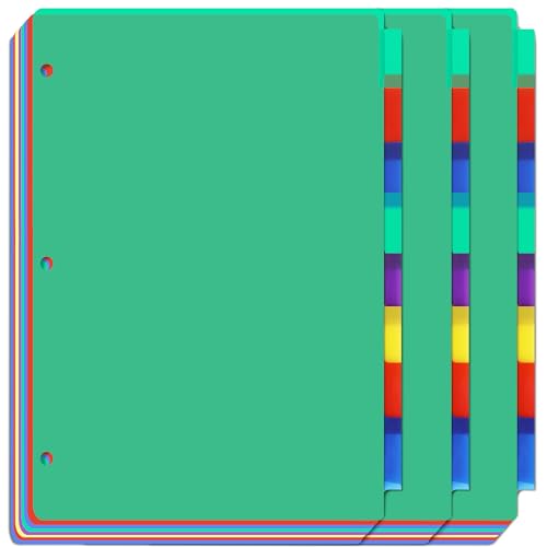 Darice 8-Tab Plastic Dividers 24 Pcs - Binder Dividers with Tabs - Multicolored Plastic Divider for 3 Ring Binder - File Organization – Ideal for Office, Back to School Supplies - color: 8-tab 24 Pack/No Pockets