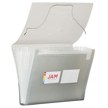 JAM PAPER 아코디언 폴더 - 13 포켓 플라스틱 확장 파일 - 레터 사이즈 - 22.9 x 33cm(9 x 13인치) - 스모크 그레이 - 개별 판매 - color: 스모크 그레이., size: Letter Size