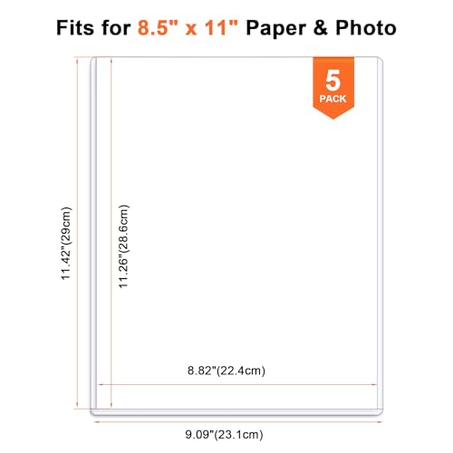 Ndsox 5 Pack 8.5" x 11" Rigid Print Protectors Clear Hard Plastic Sheet Protectors Top Loading for Birth Certificates, Documents, Posters, Photos, Meuns, Heavy Duty No-Hole Plastic Document Sleeves - size: 8.5" x 11"