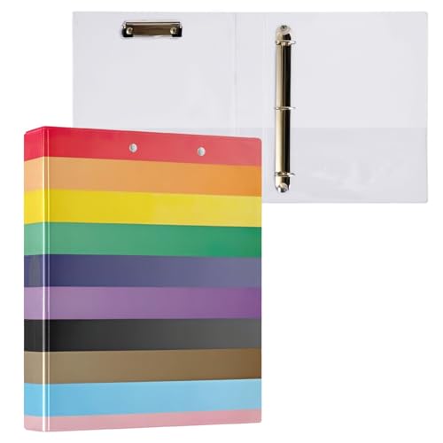 1.5 Inch 3 Ring Binder, LGBT Pride Flag LGBTQ Rainbow Round Ring Binder Holds 200 Sheets, Basic Binder Notebook for Work School Office, 1 Pack - color: Lgbt Pride Flag Lgbtq Rainbow, size: 1 Pack