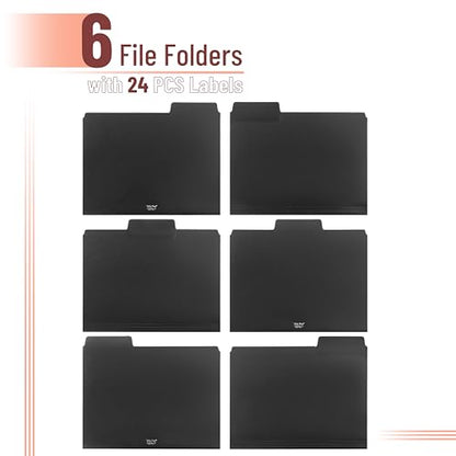 Mr. Pen- Black File Folders Letter Size, 6 Pack | 1/3 Cut Tab & Expandable Design, 24 pcs of Labels, File Folders Black - color: Black, size: 6 per Pack