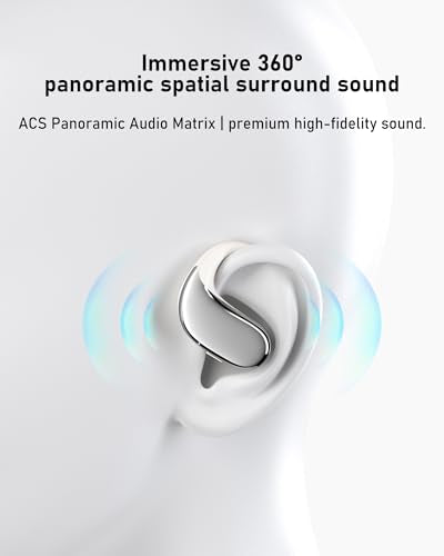 Open Ear Headphones Bluetooth 5.4, 62H Playtime, Air Conduction Wireless Earbuds with Ergonomic Earhooks, ENC Mic,IPX5,Physical Buttons, Comfort-Fit for Running, Cycling, Workouts - color: White