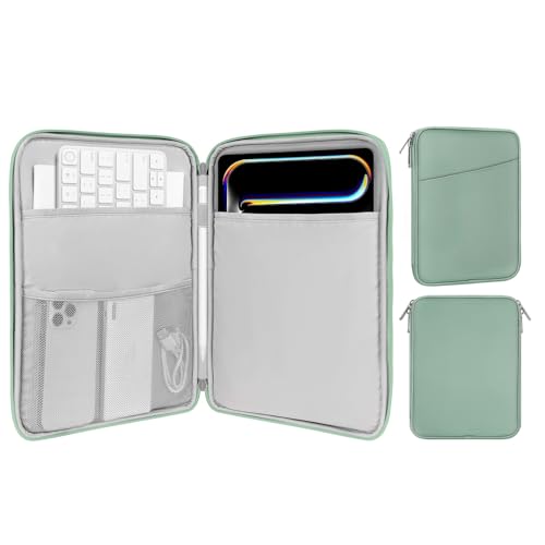 MoKo 9-11 Inch Tablet Sleeve Bag Carrying Case with Accessory Pocket | Fits iPad Air 11-inch M4, iPad Pro 11-inch M5, iPad A16 11-inch, iPad 10/9/8/7th and Tab S9/S8 11-inch, Cyan - color: Dark Green, size: 9-11 Inch
