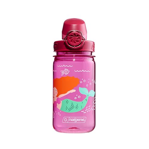 Nalgene Kids' 12 oz On The Fly Lock-Top Water Bottle, Pink Mermaid - color: Pink Mermaid, size: 12 Ounces