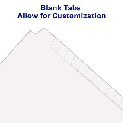 Avery Blank Tab Legal Exhibit Binder Dividers, White Unlaminated Tabs, Letter-Size, Standard Collated 25-Tab Set (11959) - style: 1 Set