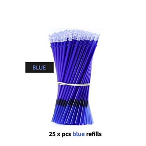 25pcs/Set Erasable Gel Pen Refills Rod 0.5mm Washable Handle Magic Erasable Pen for School Pen Writing Tools Kawaii Stationery (7 Blue) - color: 7 Blue