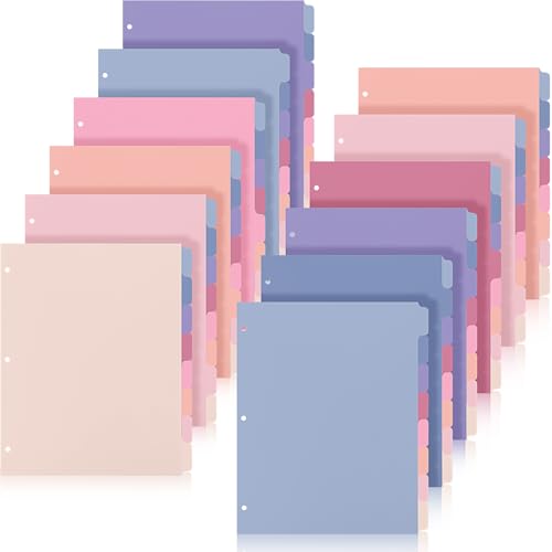 Honoson 12 Sets 8 Tab Dividers for 3 Ring Binders Plastic File 8.5 x 11 Inch Paper Multicolor Page Binder Index Dividers for School Office(Lilac Color) - color: Lilac Color