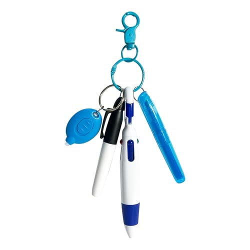 5 Pcs Nurse Accessories Pen Set, Nursing Essentials Include Badge Keychain Clip, Mini Highlighter, Permanent Marker, Ballpoint Pen and LED Keychain Flashlight, Blue - color: Blue