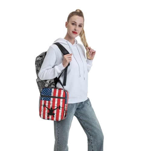 Weightlifting American Flag Lunch Bag 10In | Insulated Lunch Box Reusable Tote Bag For Picnic Office For Women Men - color: Style 2