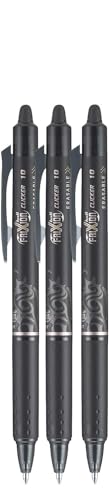 FriXion Clicker Retractable Erasable Gel Pen, Black, Bold Point, 3-pk; Bundle with Plastic Reusable Pouch - color: Black, size: 1 Count (Pack of 3)