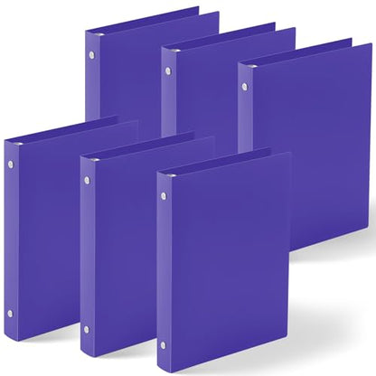Henoyso 6 Pcs Plastic 1 Inch Mini 3 Ring Binders Fits 5.5" x 8.5" Paper, Holds(Capacity 200 Sheets), Flexible Three Round Rings Small Purple A5 Binders Bulk for School, Office Use, Photo Album - color: Purple, size: 1 Inch