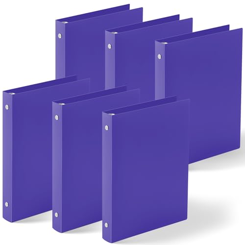 Henoyso 6 Pcs Plastic 1 Inch Mini 3 Ring Binders Fits 5.5" x 8.5" Paper, Holds(Capacity 200 Sheets), Flexible Three Round Rings Small Purple A5 Binders Bulk for School, Office Use, Photo Album - color: Purple, size: 1 Inch