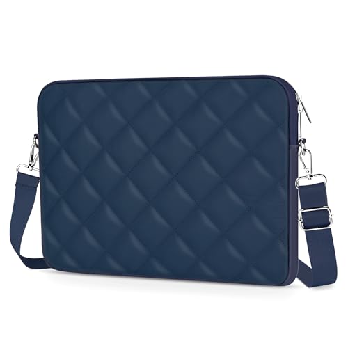 Puffy Quilted Laptop Sleeve with a Removable Shoulder Strap Compatible with MacBook Air/Pro, 13-13.3 inch Notebook, Compatible with MacBook Pro 14 inch M3 M2 M1 Chip 2023-2021 - color: Sleeve - Navy, size: 13-13.3 inch