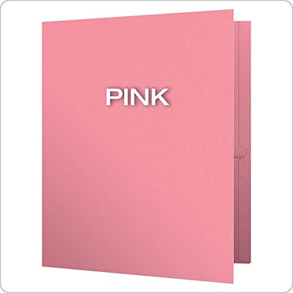 Oxford Twin-Pocket Folders, Textured Paper, Letter Size, Pink, Holds 100 Sheets, Box of 25 (57568EE) - color: Pink, size: 25 Count (Pack of 1)