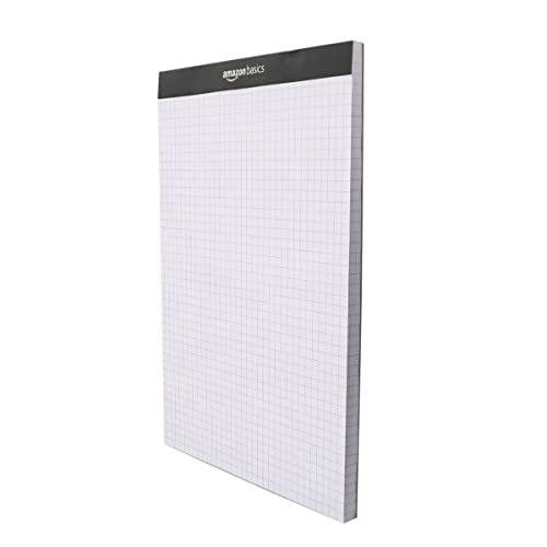 Amazon Basics Quad-Ruled Graph Paper Pad with Sturdy Back, Perforated, 8.5" x 11.75", White, 100 Sheets/Pad, 2-Pack - size: 2 Pack