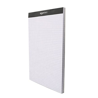 Amazon Basics Quad-Ruled Graph Paper Pad with Sturdy Back, Perforated, 8.5" x 11.75", White, 100 Sheets/Pad, 2-Pack - size: 2 Pack
