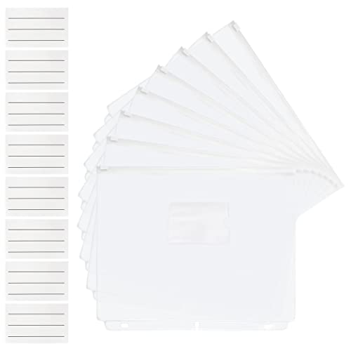 YoeeJob 8 Packs 3-Hole Clear Zipper Binder Pockets, Binder Insert Pages with Card Slots Suitable for School or Office to Organize Document, White - color: White-8 Packs