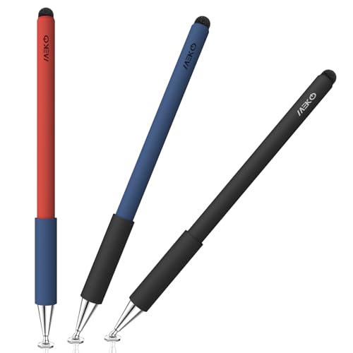 Stylus Pen for Touchscreen(3 Pcs), MEKO 2-in-1 Disc Universal Stylus Touch Screens Pens for Apple/iPhone/iPad/Android/Microsoft/Surface All Capacitive Touch Screens(Black & Red & Blue) - color: Black & Red & Blue