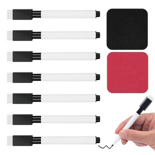 8 Pcs Black Magnetic Dry Erase Markers, Chisel Tip, with Eraser Cap | Whiteboard Markers with Magnetic Eraser, for Writing and Drawing, Office, Classroom, Home, and Daily Use - color: Black, size: 1 Count (Pack of 8)