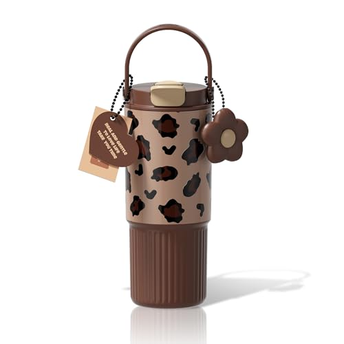 26oz Insulated Water Bottle with Dual Lid, Aesthetic Chocolate Brown Tumbler, 316 Stainless Steel Coffee Mug, Leakproof Minimalist Cup, 24H Cold, Earth Tone Gift for Her, Office Ready - color: Chocolate