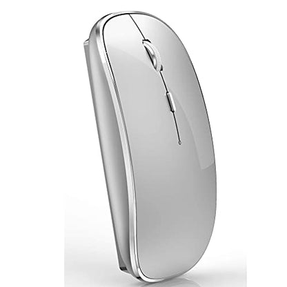 Rechargeable Bluetooth Mouse Wireless Bluetooth Mouse for iPad pro iPad Air Mac MacBook Pro MacBook Air Laptop Chromebook Windows HP DELL (Silver) - color: SILVER